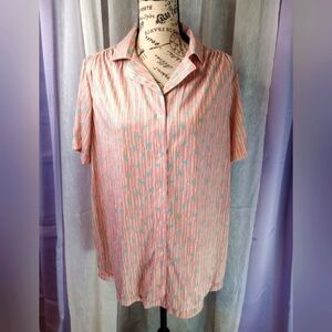 Vintage "The Shirt" purple with multicolored stripes short sleeve blouse size XL